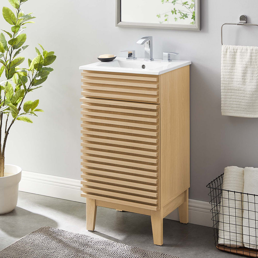 Vera 18" Bathroom Vanity Cabinet in Oak White