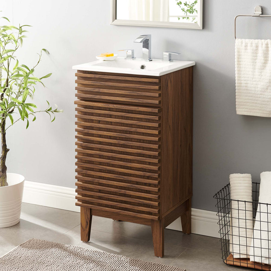 Vera 18" Bathroom Vanity Cabinet in Walnut White