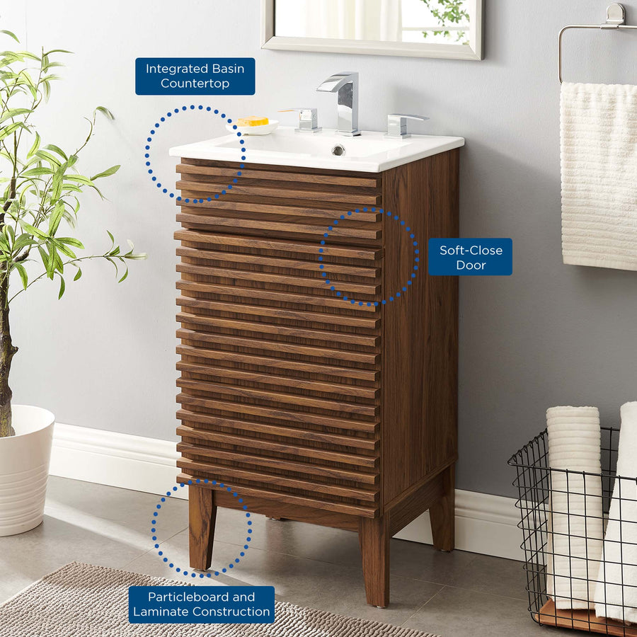 Vera 18" Bathroom Vanity Cabinet in Walnut White