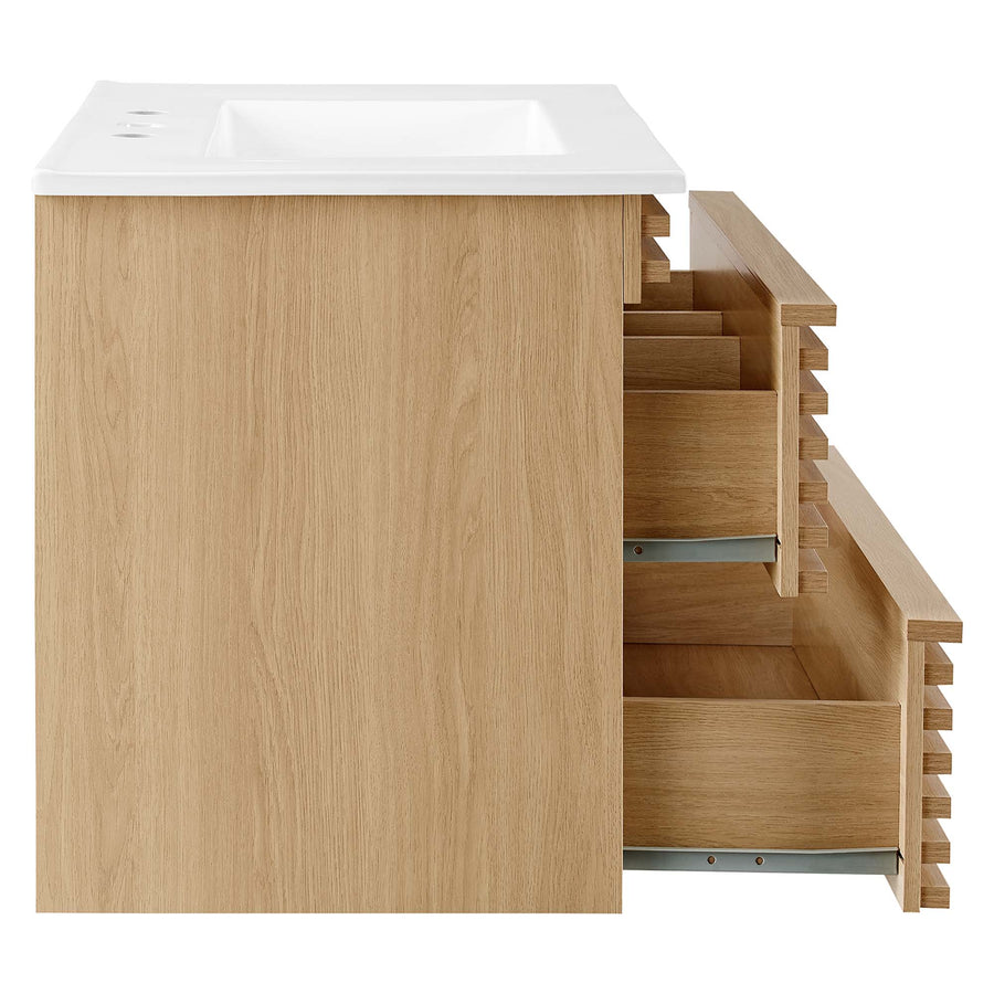 Vera 30" Wall-Mount Bathroom Vanity in Oak White