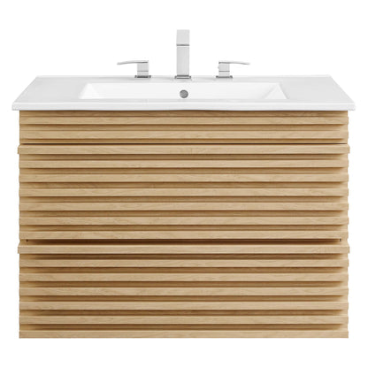 Render 30" Wall-Mount Bathroom Vanity by Furniture For America