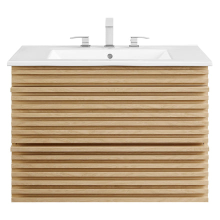 Render 30" Wall-Mount Bathroom Vanity in Oak White