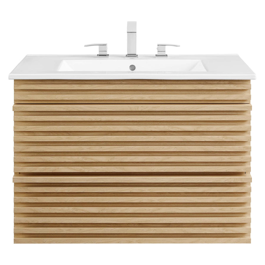Vera 30" Wall-Mount Bathroom Vanity in Oak White