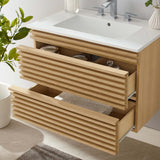 Vera 30" Wall-Mount Bathroom Vanity in Oak White