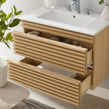 Render 30" Wall-Mount Bathroom Vanity by Furniture For America