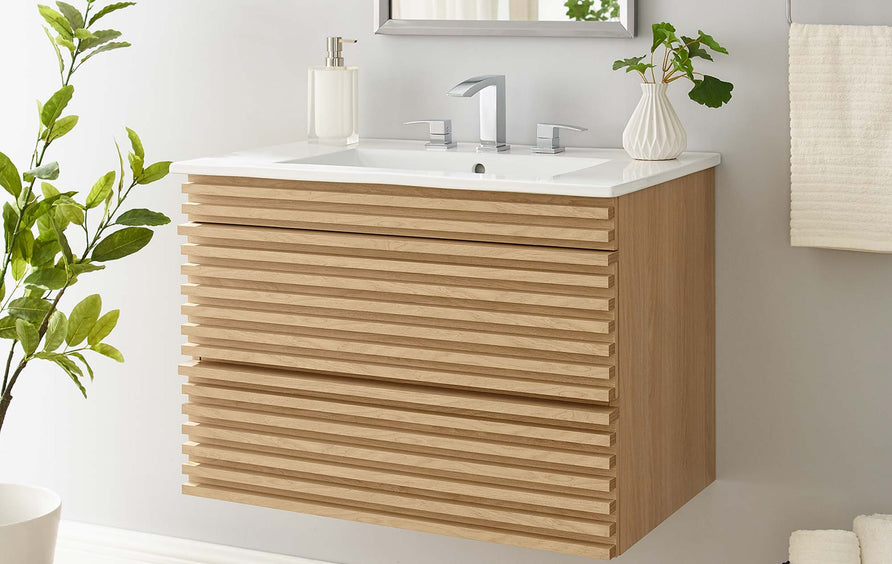 Vera 30" Wall-Mount Bathroom Vanity in Oak White