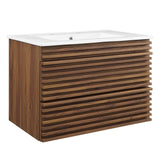 Vera 30" Wall-Mount Bathroom Vanity in Walnut White