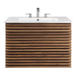 Vera 30" Wall-Mount Bathroom Vanity in Walnut White