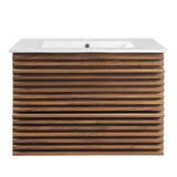 Vera 30" Wall-Mount Bathroom Vanity in Walnut White