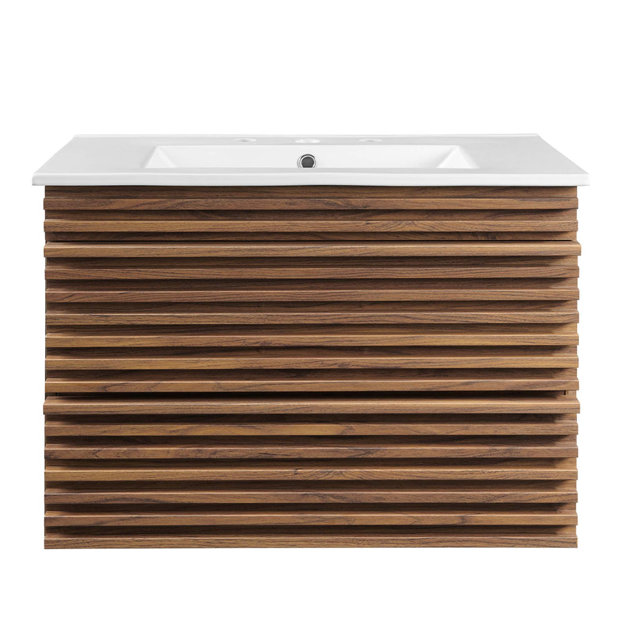 Vera 30" Wall-Mount Bathroom Vanity in Walnut White