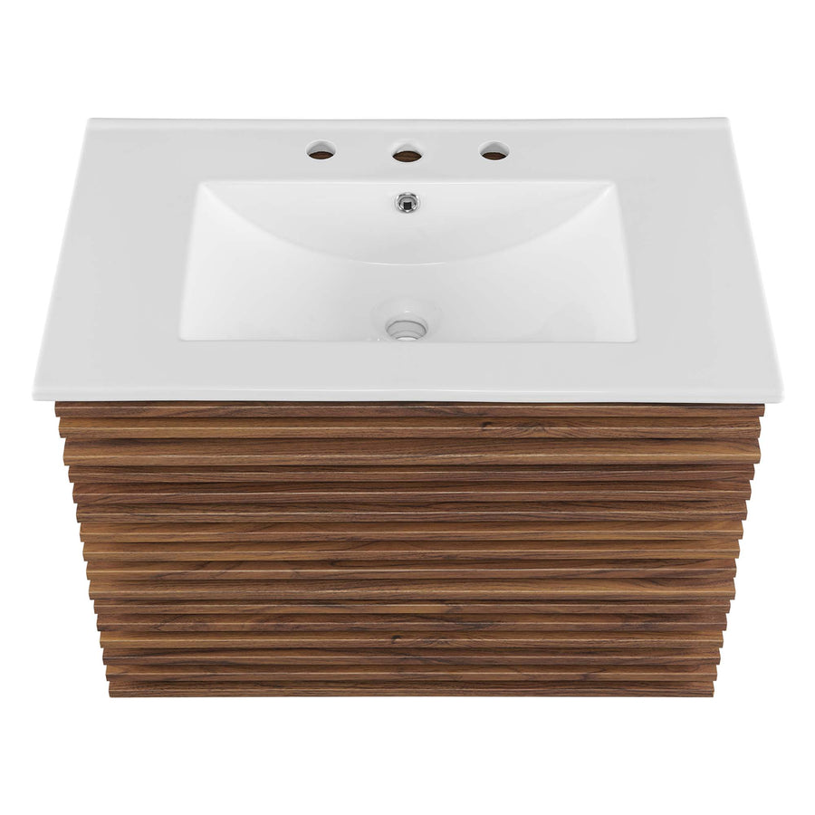 Vera 30" Wall-Mount Bathroom Vanity in Walnut White