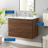 Vera 30" Wall-Mount Bathroom Vanity in Walnut White