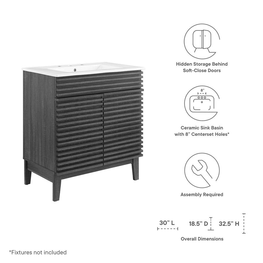 Vera 30" Bathroom Vanity Cabinet in Charcoal White