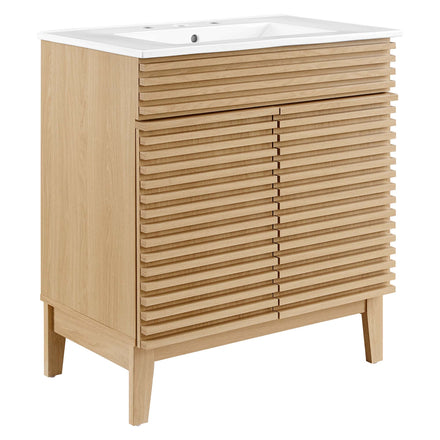 Render 30" Bathroom Vanity Cabinet in Oak White