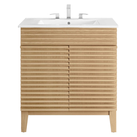 Render 30" Bathroom Vanity Cabinet in Oak White