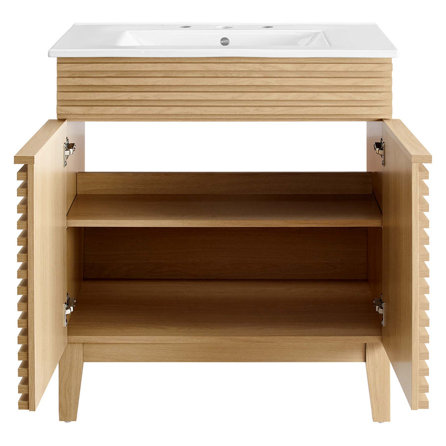 Vera 30" Bathroom Vanity Cabinet in Oak White