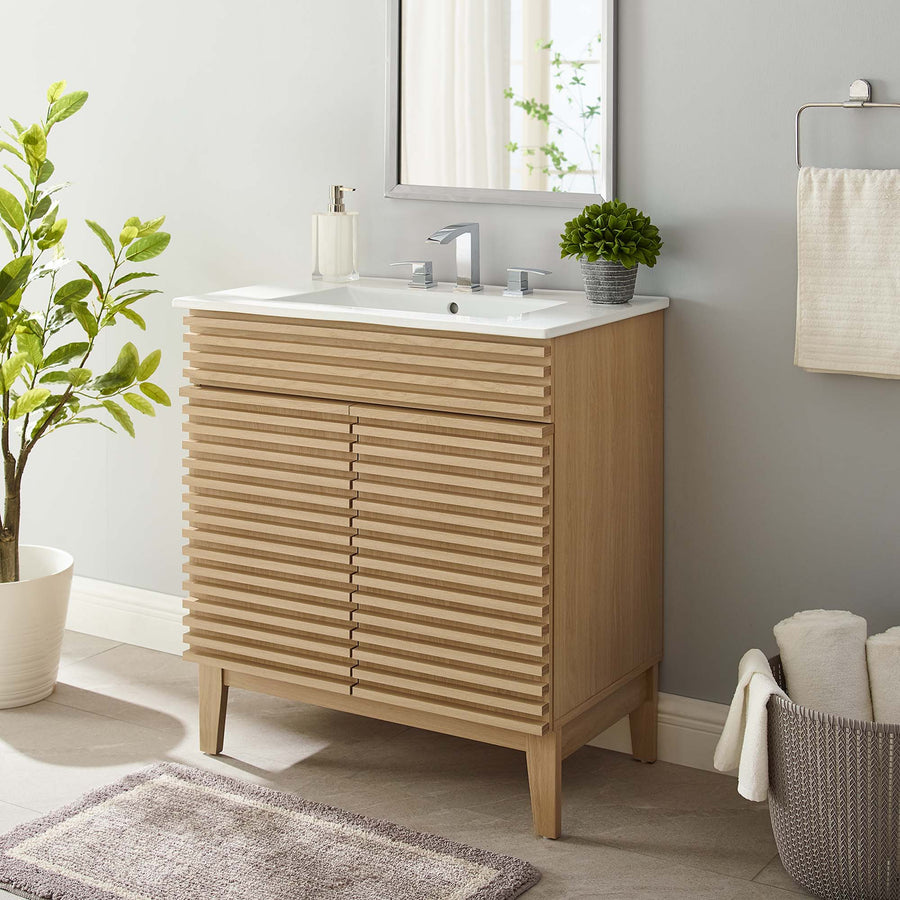Vera 30" Bathroom Vanity Cabinet in Oak White