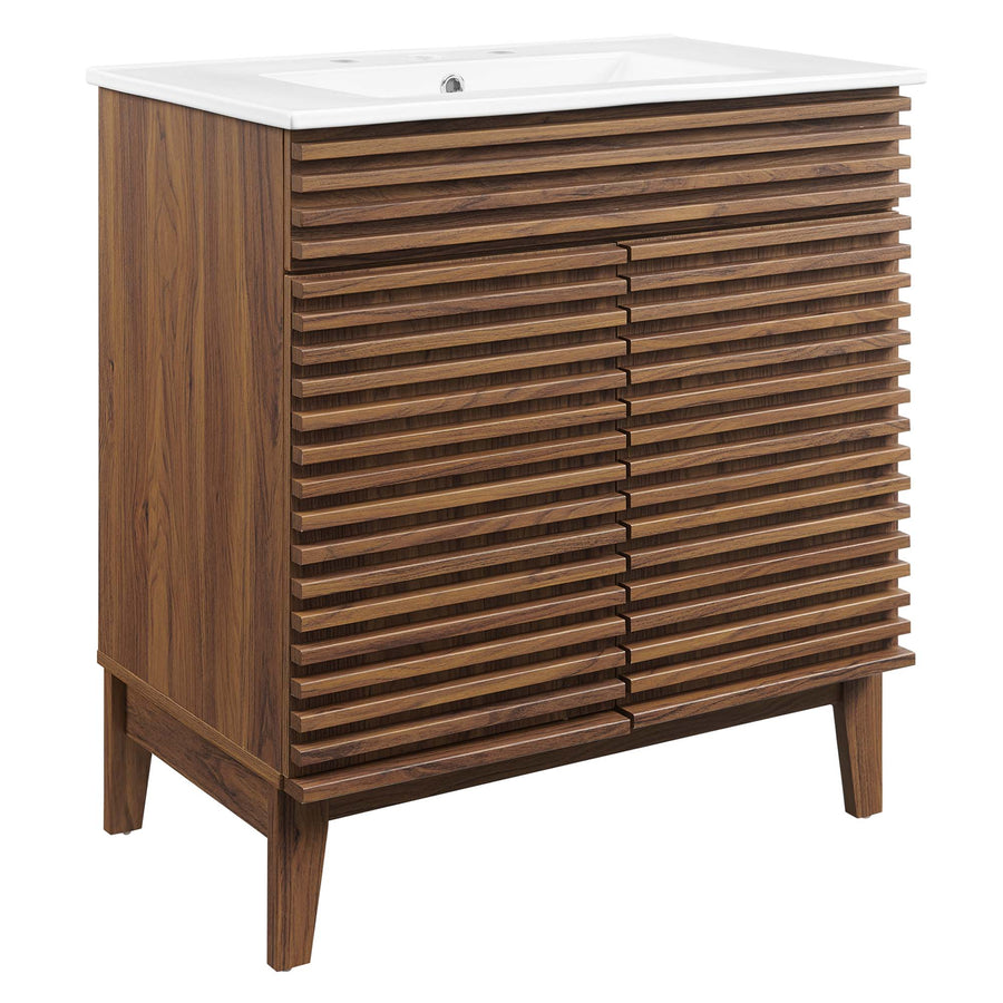 Vera 30" Bathroom Vanity Cabinet in Walnut White