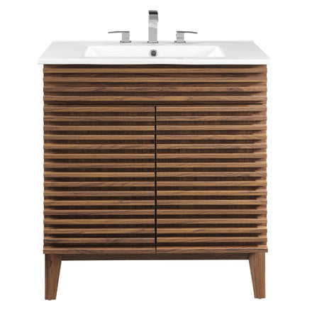 Render 30" Bathroom Vanity Cabinet in Walnut White