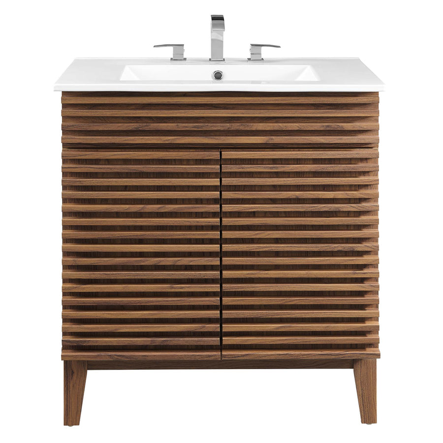 Vera 30" Bathroom Vanity Cabinet in Walnut White