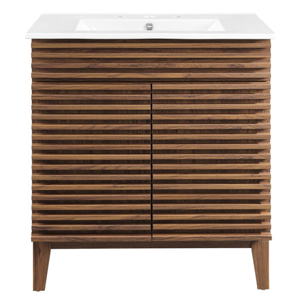 Render 30" Bathroom Vanity Cabinet in Walnut White