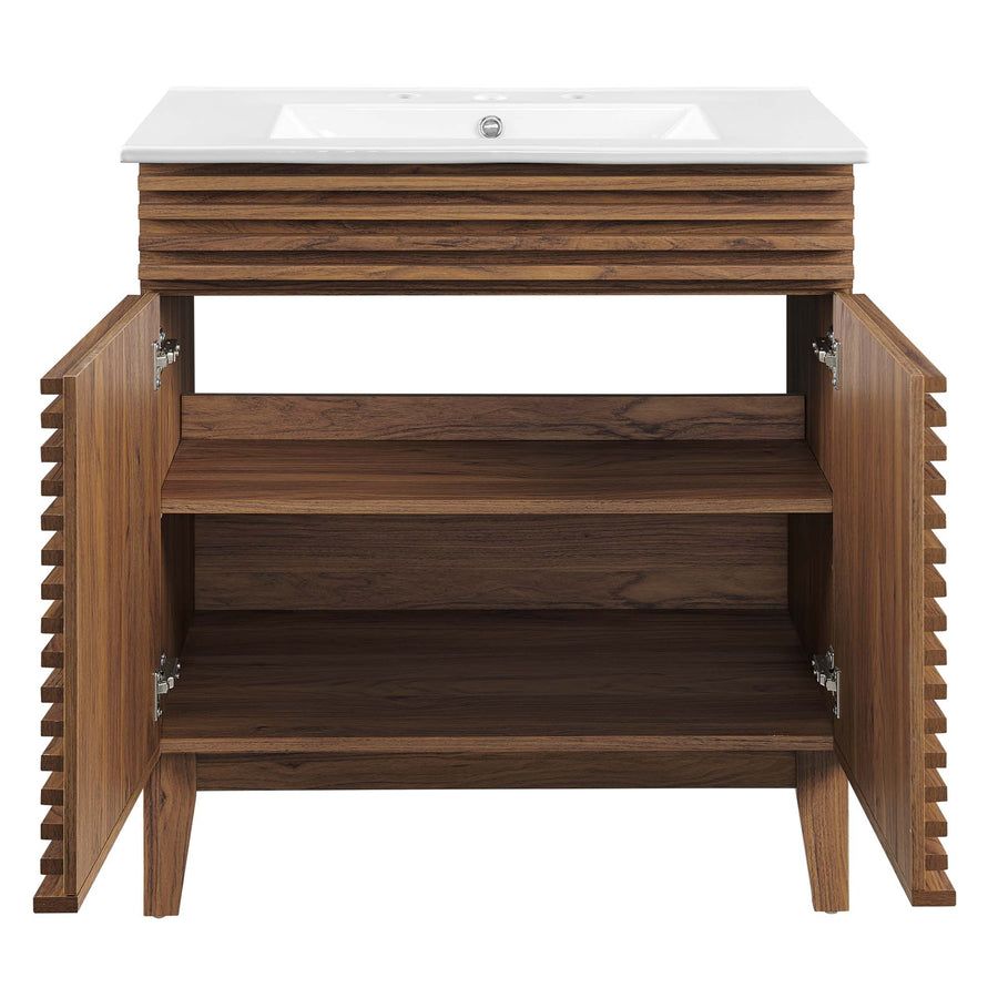 Vera 30" Bathroom Vanity Cabinet in Walnut White