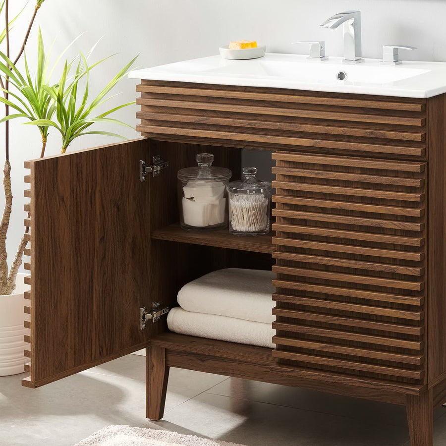 Vera 30" Bathroom Vanity Cabinet in Walnut White