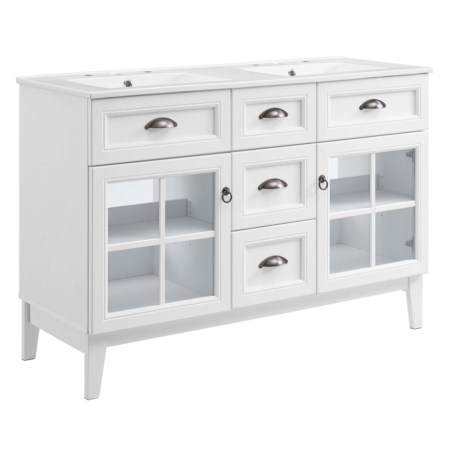 Vance 48" Double Bathroom Vanity Cabinet in White White