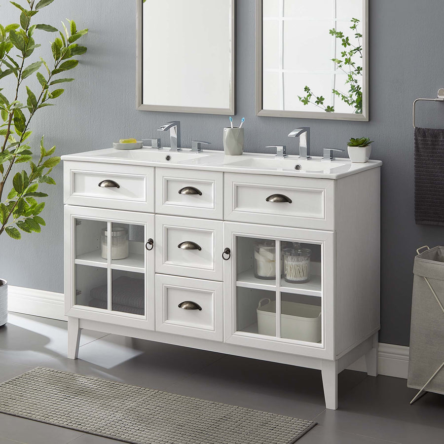 Vance 48" Double Bathroom Vanity Cabinet in White White