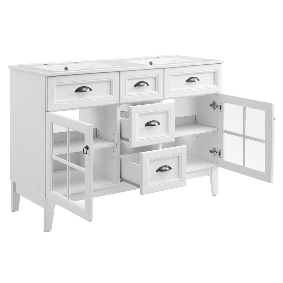 Vance 48" Double Bathroom Vanity Cabinet in White White