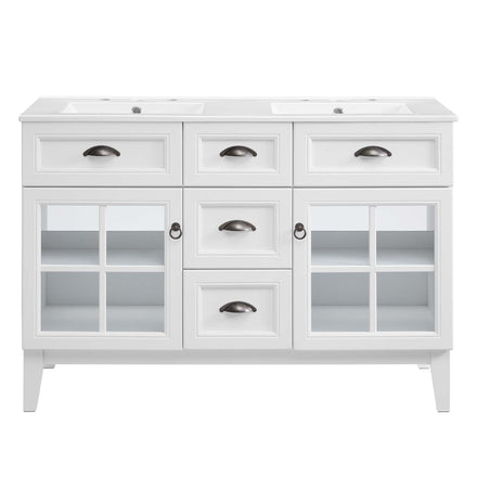 Isle 48" Double Bathroom Vanity Cabinet in White White