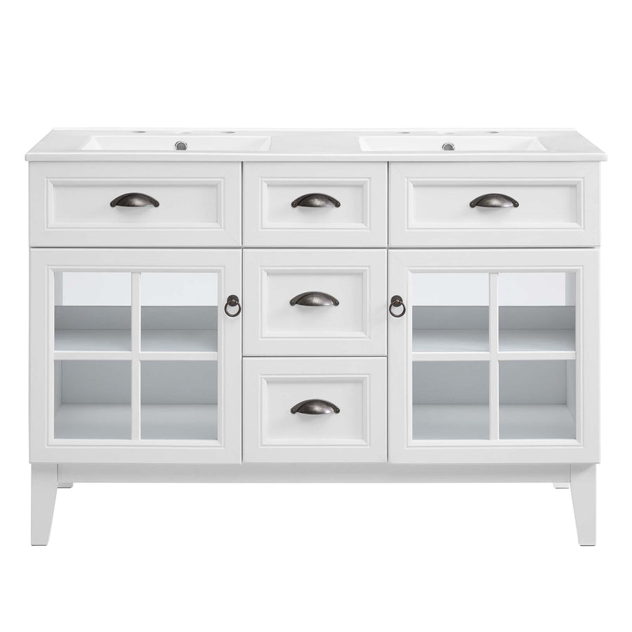 Vance 48" Double Bathroom Vanity Cabinet in White White