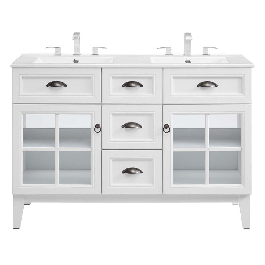 Vance 48" Double Bathroom Vanity Cabinet in White White