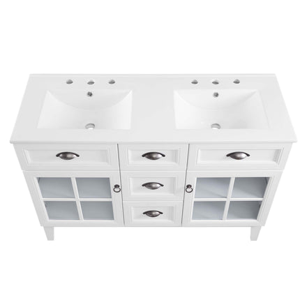 Isle 48" Double Bathroom Vanity Cabinet in White White