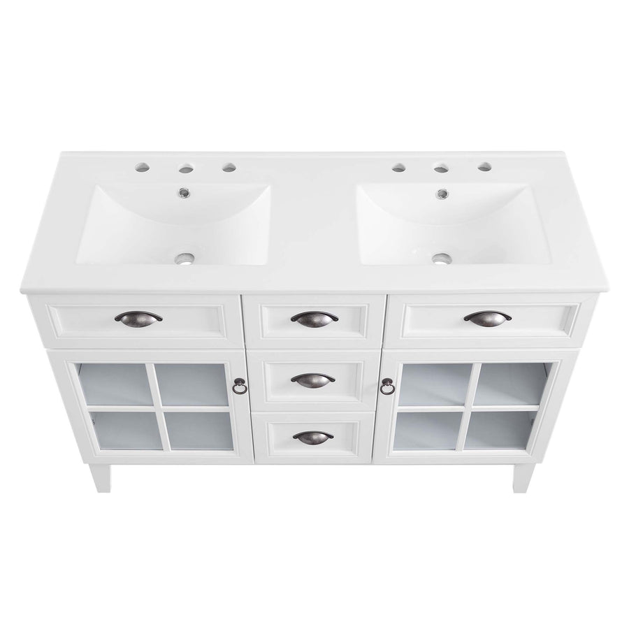Vance 48" Double Bathroom Vanity Cabinet in White White