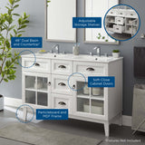 Vance 48" Double Bathroom Vanity Cabinet in White White