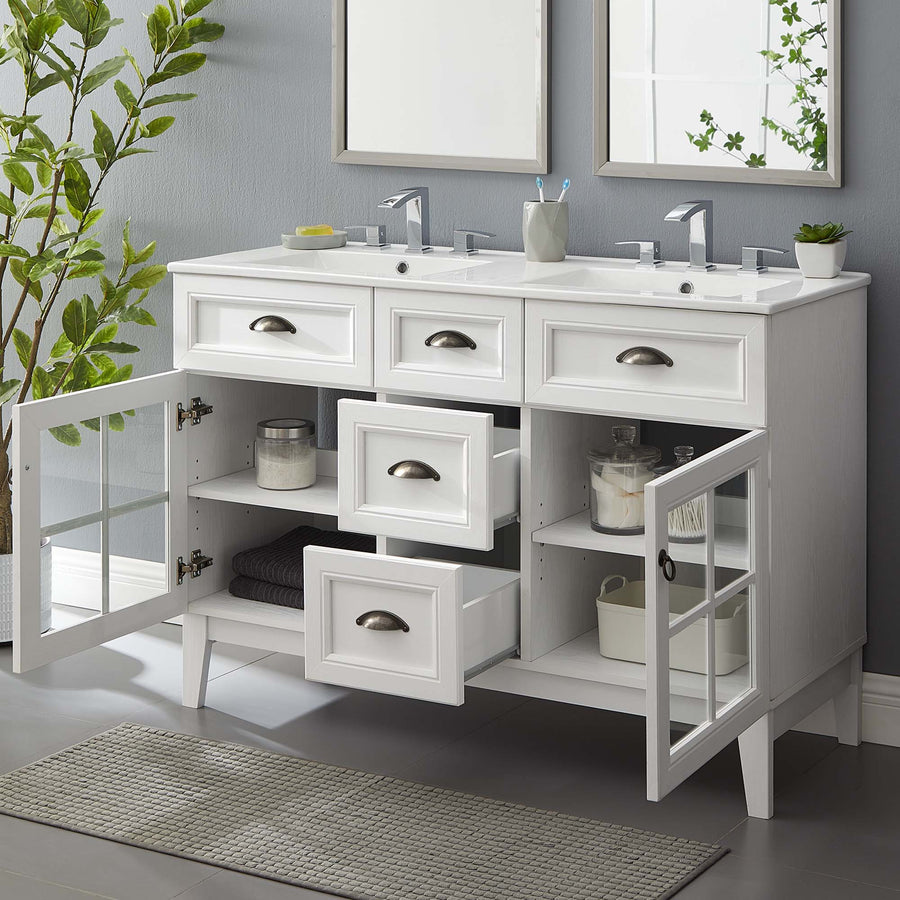Vance 48" Double Bathroom Vanity Cabinet in White White