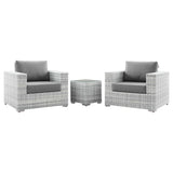 Sienna 3-Piece Outdoor Patio Set in Light Gray Gray