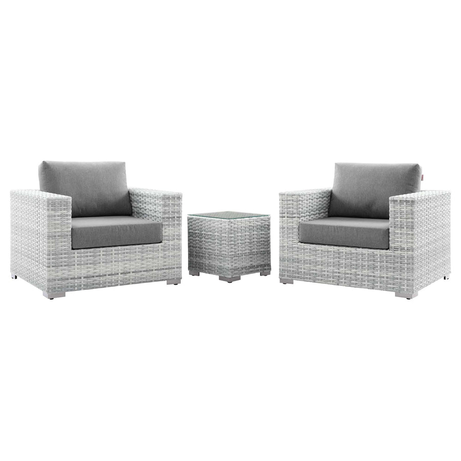 Sienna 3-Piece Outdoor Patio Set in Light Gray Gray
