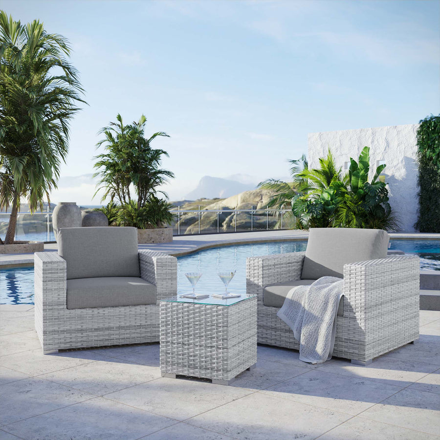 Sienna 3-Piece Outdoor Patio Set in Light Gray Gray
