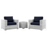 Sienna 3-Piece Outdoor Patio Set in Light Gray Navy
