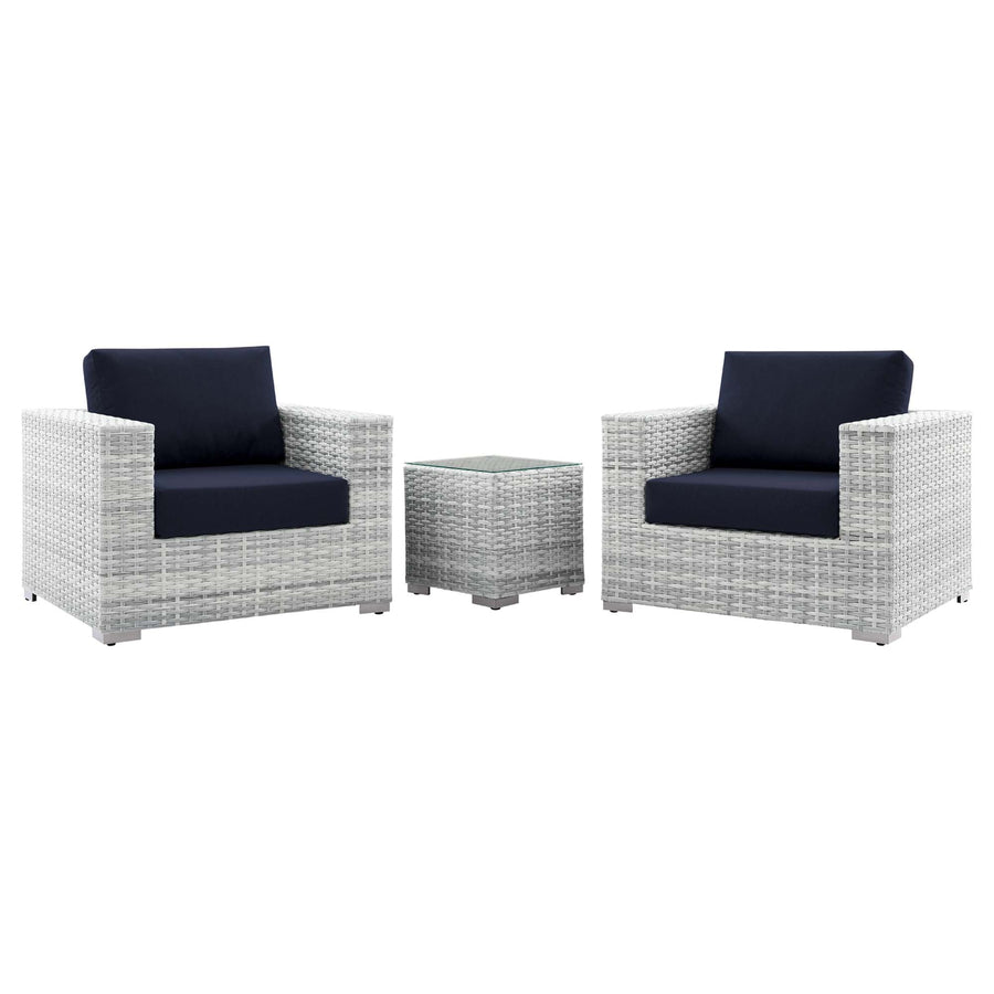 Sienna 3-Piece Outdoor Patio Set in Light Gray Navy