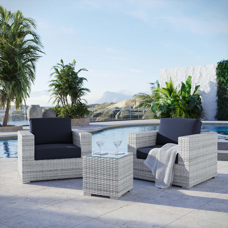Sienna 3-Piece Outdoor Patio Set in Light Gray Navy