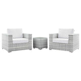 Sienna 3-Piece Outdoor Patio Set in Light Gray White