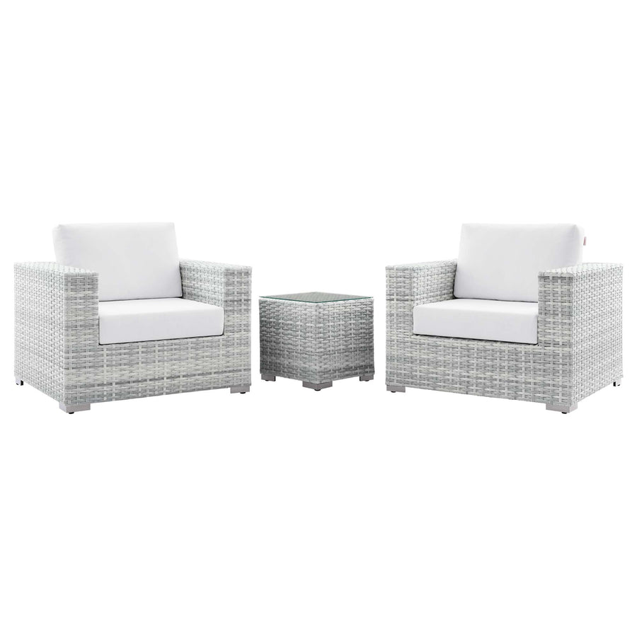 Sienna 3-Piece Outdoor Patio Set in Light Gray White