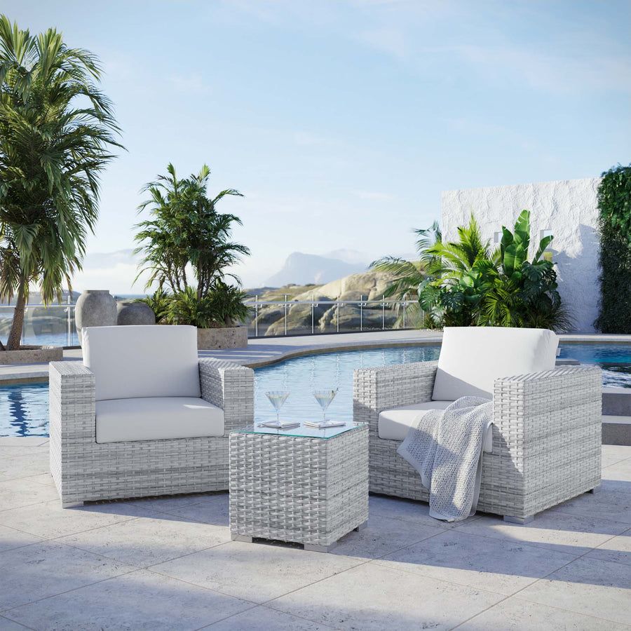 Sienna 3-Piece Outdoor Patio Set in Light Gray White