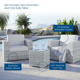 Sienna 3-Piece Outdoor Patio Set in Light Gray White