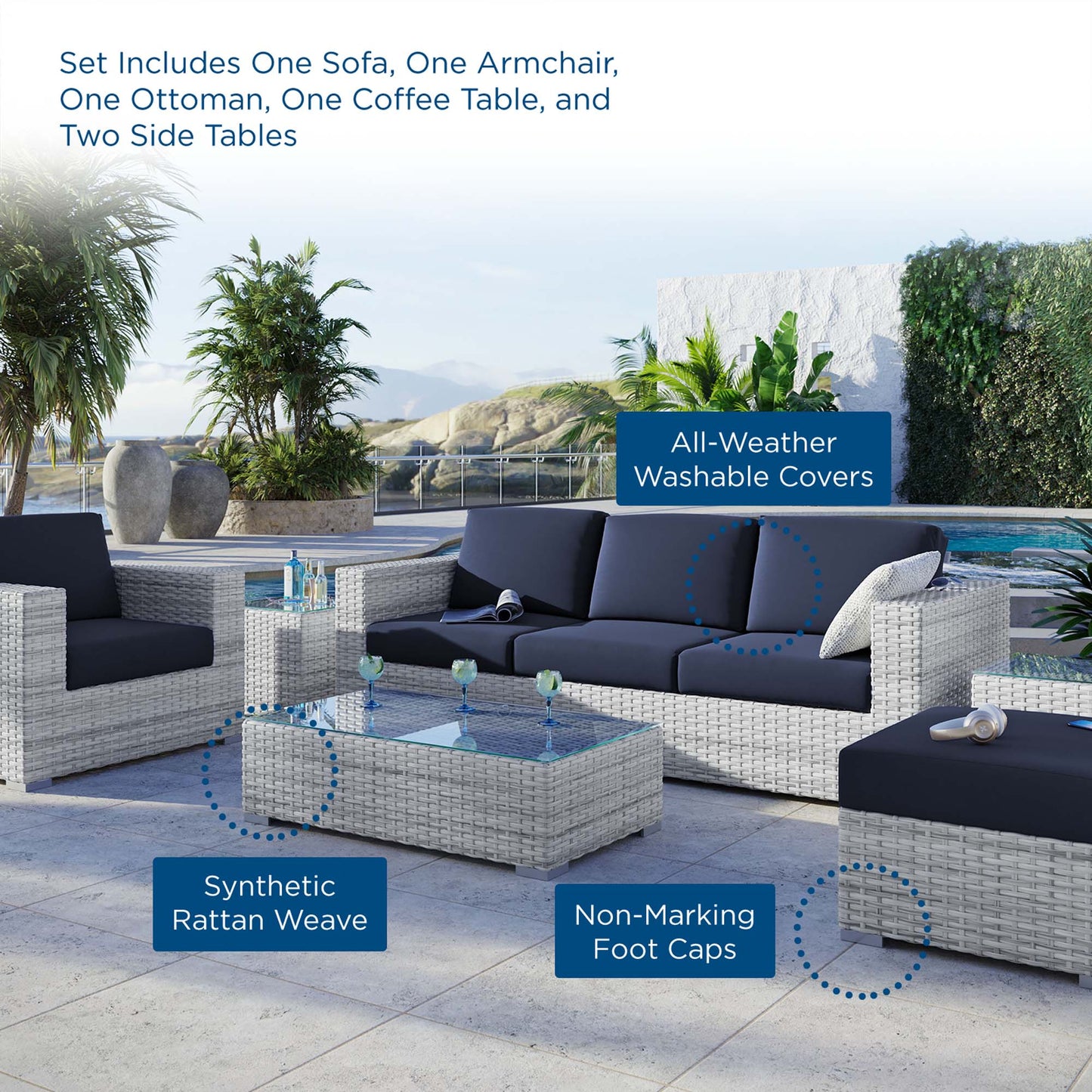 Convene 6-Piece Outdoor Patio Set by Furniture For America