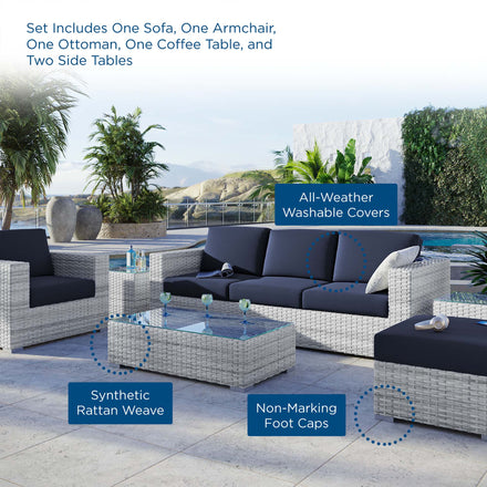 Convene 6-Piece Outdoor Patio Set in Light Gray Navy