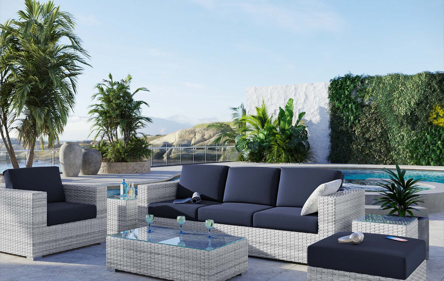 Sienna 6-Piece Outdoor Patio Set in Light Gray Navy